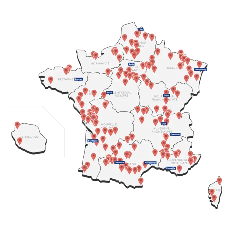 Carte des coopératives adhérentes de l'union InVivo
